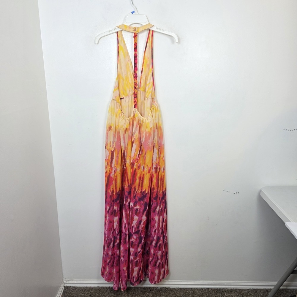 Anthropologie Yellow Pink Colorful Sleeveless Summer Semi-Sheer Maxi Dress Sz S - Picture 8 of 8